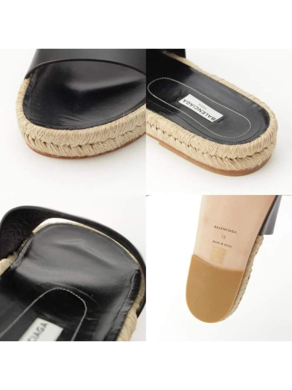 Balenciaga Leather Espadrille Sandals Black 38 - Picture 9 of 10